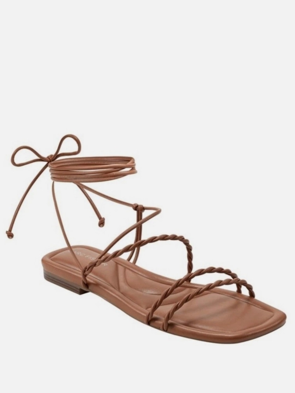 MARC FISHER Flakita Braided Strappy Ankle-Tie Sandal — Size 10 Brown